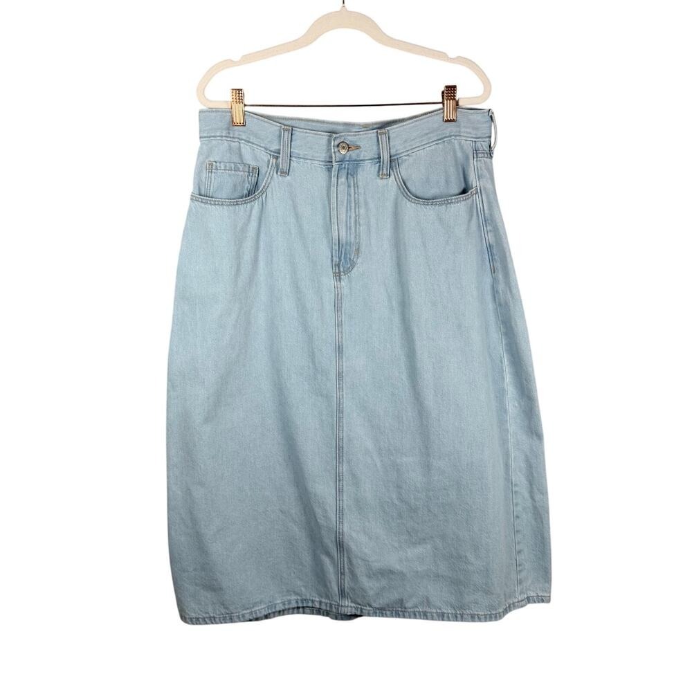 Old Navy Skirt Womens‎ 12 High Rise WOW Light Wash Denim 100% Cotton Midi